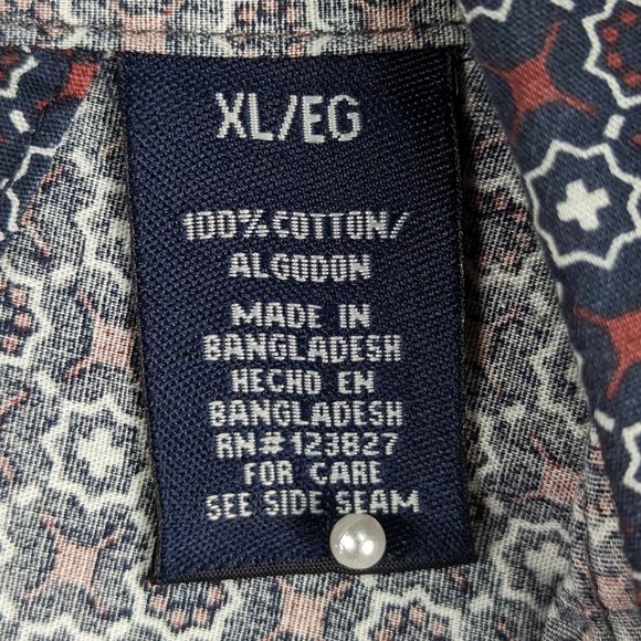 Bruno* Men's Short Sleeve Button Down Straight Hem BOHO Print Shirt~ Size‎ XL - Picture 4 of 11